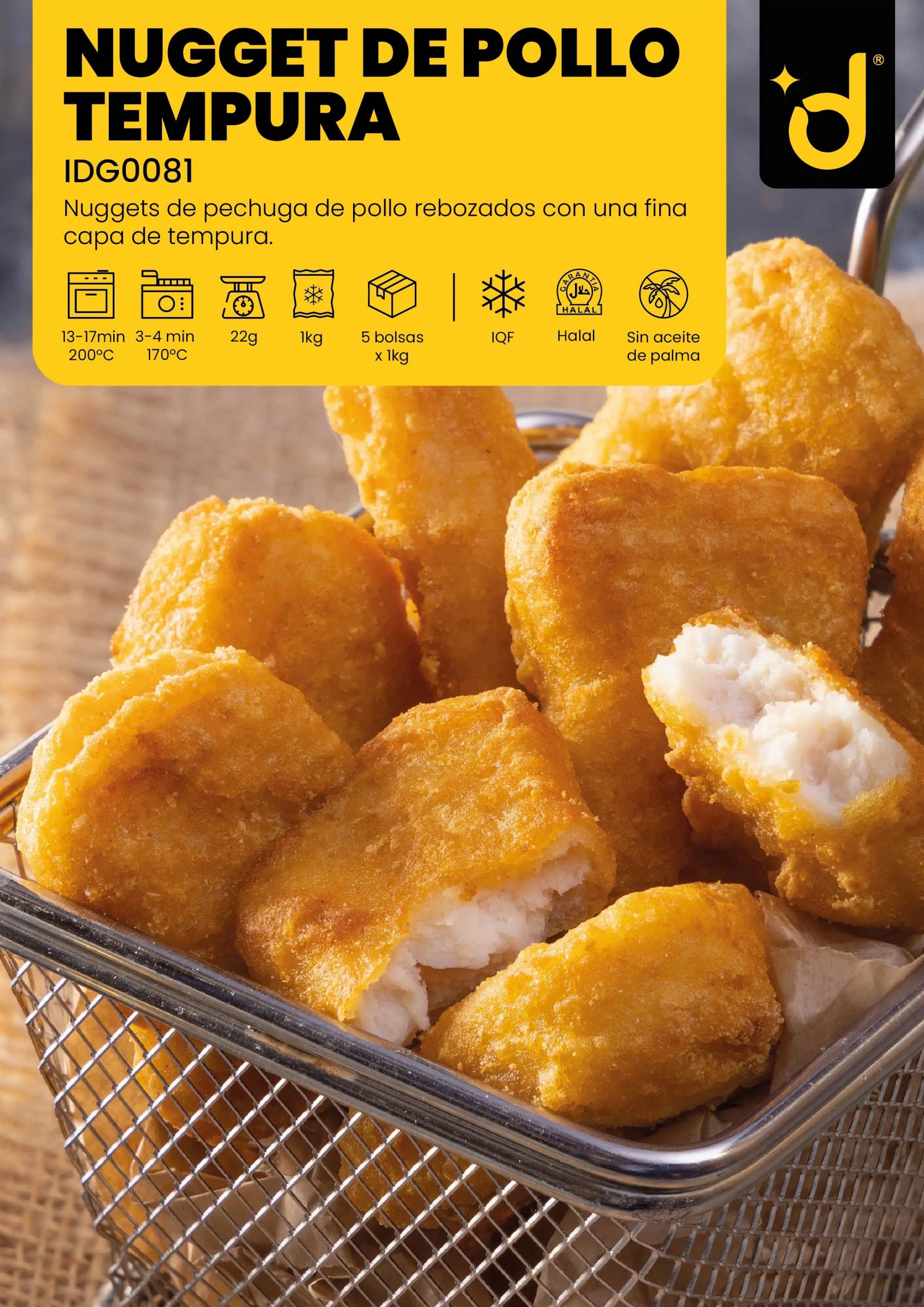 Nuggets de pechuga de pollo "Premium" bolsa kg.